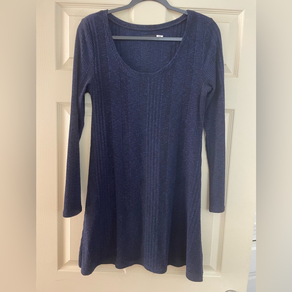 BDG Navy Long Sleeve Knit Mini Dress